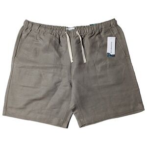 CUBAVERA Men Large Timber Wolf Linen Viscose Blend Pull-On Drawstring Shorts NEW